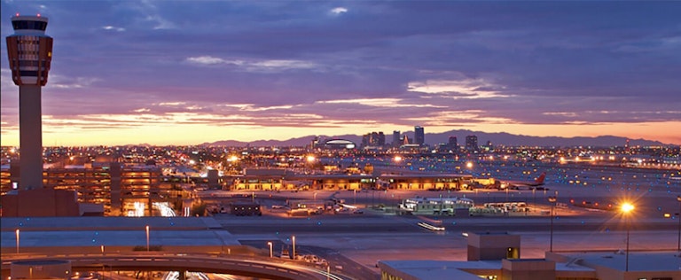 Phoenix International Airport at dusk