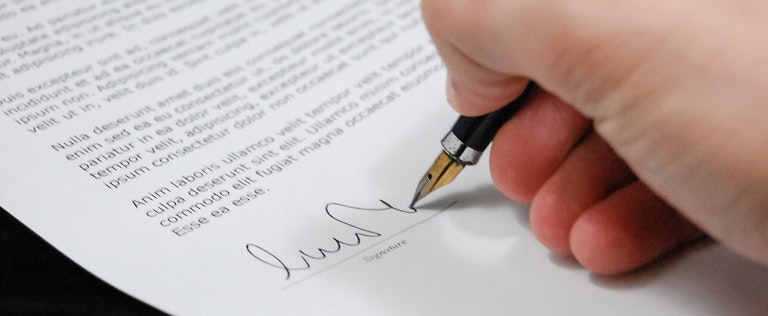 signing a legal document