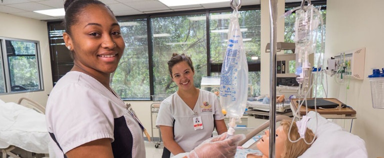 Jersey College School of Nursing students training
